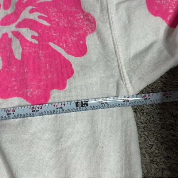 Free People x Tricia Fix Hibiscus Crew Sweatshirt Large hot pink floral Hawaiian - Picture 7 of 9
